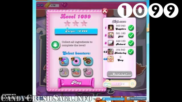 Candy Crush Saga : Level 1099 – Videos, Cheats, Tips and Tricks