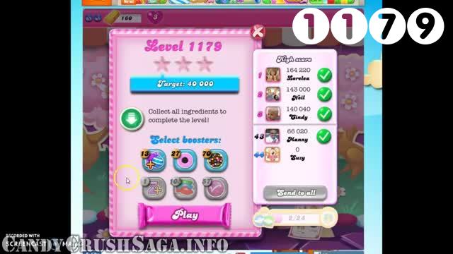 Candy Crush Saga : Level 1179 – Videos, Cheats, Tips and Tricks
