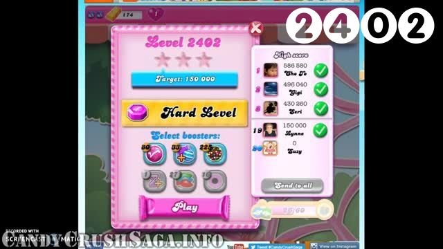 Candy Crush Saga : Level 2402 – Videos, Cheats, Tips and Tricks